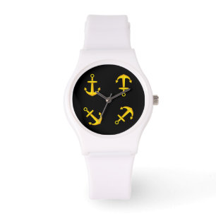 Tecknad Golden Boat Anchor Set Armbandsur