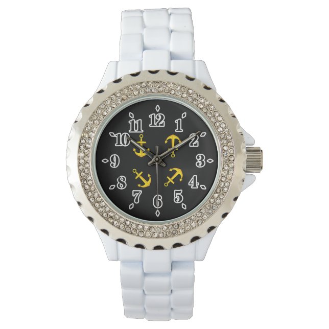 Tecknad Golden Boat Anchor Set Armbandsur (Framsida)