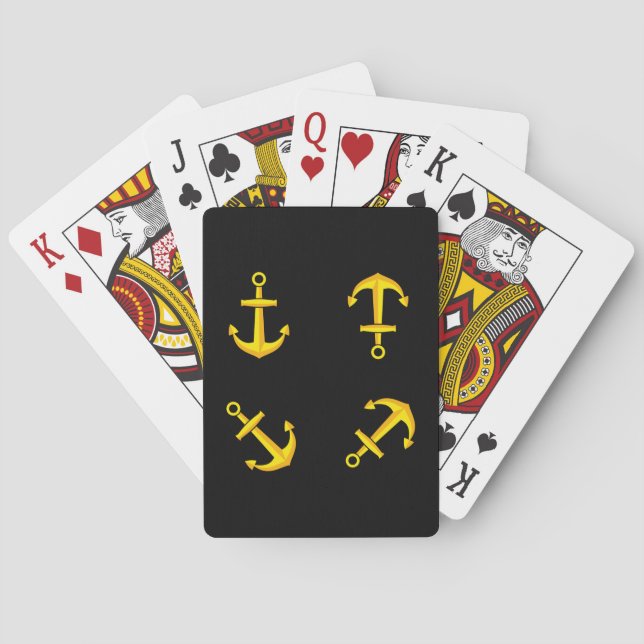 Tecknad Golden Boat Anchor Set Casinokort (Baksidan)