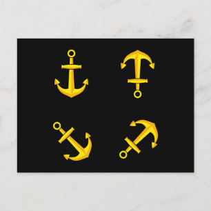 Tecknad Golden Boat Anchor Set Helg Vykort
