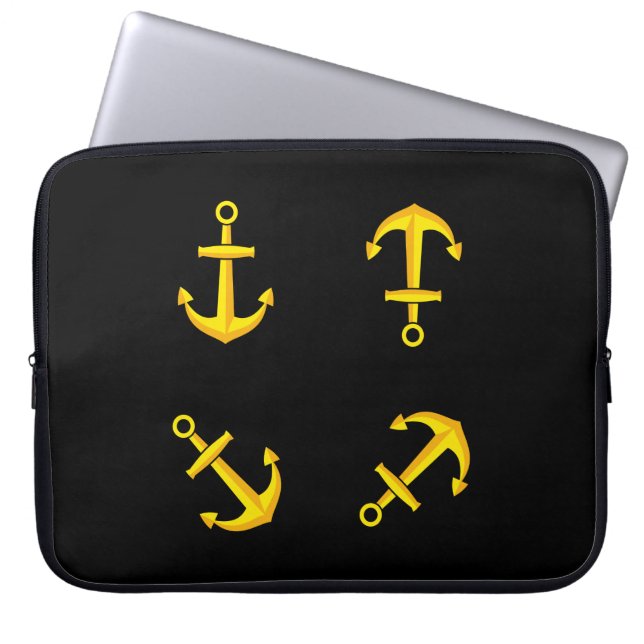 Tecknad Golden Boat Anchor Set Laptop Fodral (Framsidan)