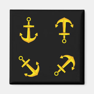 Tecknad Golden Boat Anchor Set Magnet