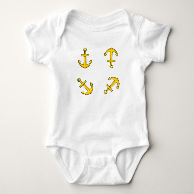 Tecknad Golden Boat Anchor Set T Shirt (Framsida)