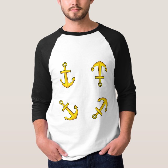 Tecknad Golden Boat Anchor Set T Shirt (Framsida)