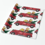 Tecknad Goldendoodles Red jul Lastbil Presentpapper<br><div class="desc">Cute Tecknad Goldendoodles i Vintage Hand PaMålad Red jul Lastbil - Festive adunderbara golden doodle älskare helgdag christmas som slår papper!</div>