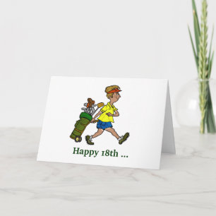 Tecknad Golfer med Tan Linjer Funny Birthday Card Kort