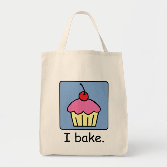 Tecknad grafik Cupcake efterrätt rosa frosting Tygkasse (Framsidan)