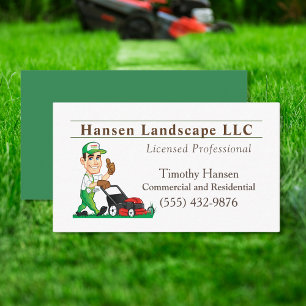 Tecknad Gräsmatta Mows Landscaping Yard Service Visitkort