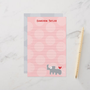 Tecknad Grått Rhino Kid Barn Tack Brevpapper