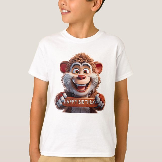 Tecknad Grattis på födelsedagen Cute Bear Illustra T Shirt (Framsida)
