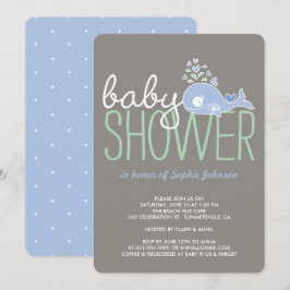 Tecknad Gravid Blue Mamma Whale Boy Shower Inbjudningar