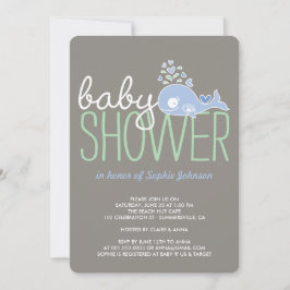 Tecknad Gravid Blue Mamma Whale Boy Shower Inbjudningar