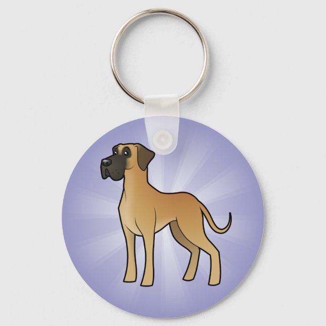 Tecknad Great dane Nyckelring (Framsida)