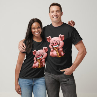 Tecknad Gris Eating Bacon T Shirt