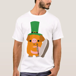 Tecknad Gris som spelar Bodhran :) barn T-shirt