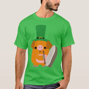 Tecknad Gris som spelar Bodhran :) St patty T-shir T-shirt