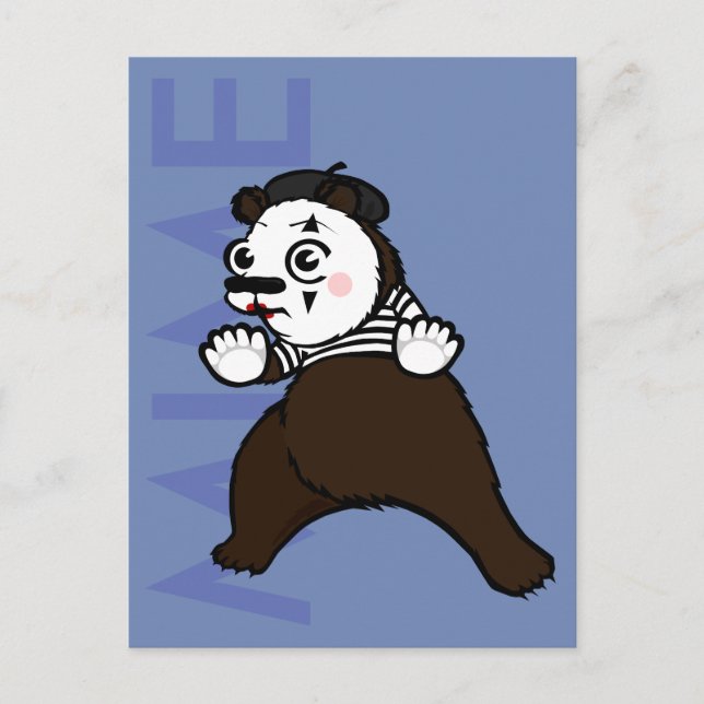 TECKNAD GRIZZLY BEAR MIME LODRÄT POSTCARD VYKORT (Framsida)