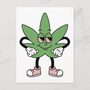 Tecknad grön blad vykort