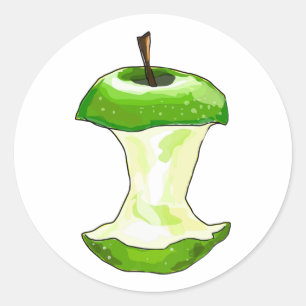 Tecknad Grönt Apple (Granny Smith) Apple Core Runt Klistermärke