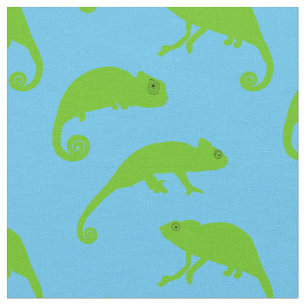 Tecknad Grönt Chameleons on Blue Tyg