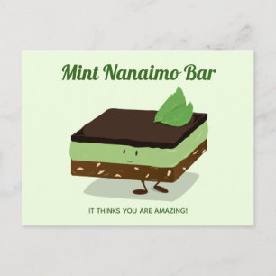 Tecknad Grönt Mint Nanaimo Pub Smiling Food Vykort