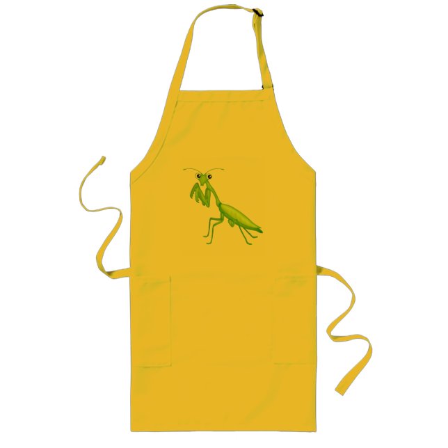 Tecknad Grönt Praying Mantis Apron Långt Förkläde (Framsidan)