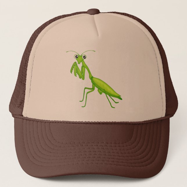 Tecknad Grönt Praying Mantis Caps and Hats Truckerkeps (Framsida)
