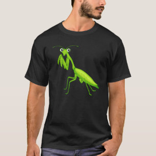 Tecknad Grönt Praying Mantis Unisex Vuxen Apparatu Tee Shirt