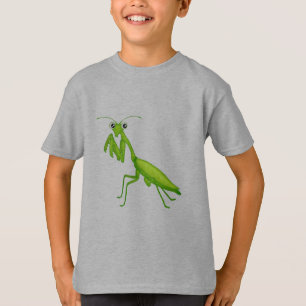 Tecknad Grönt Praying Mantis Unisex Youth Apparel Tee Shirt