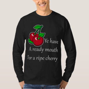Tecknad Grönt Red Cherries Fruit Vector Art T Shirt