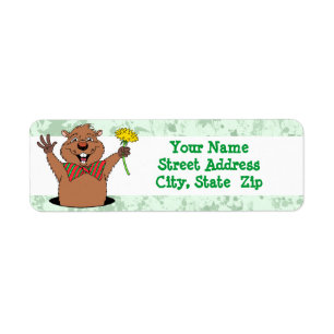 Tecknad Groundhog Returadress Etikett