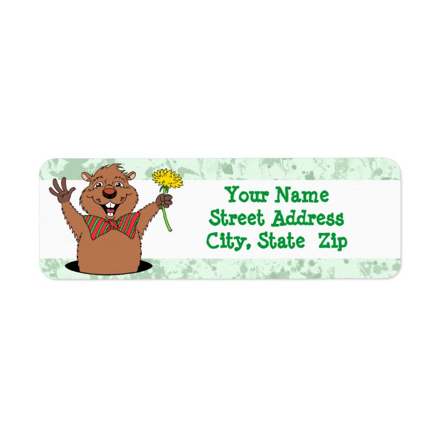 Tecknad Groundhog Returadress Etikett (Framsidan)