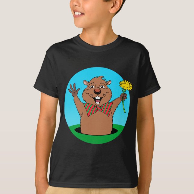 Tecknad Groundhog Tee Shirt (Framsida)