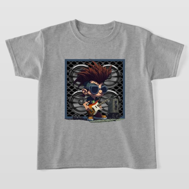 Tecknad Grunge Punk Sten & Roll Guitar Speaker Amp T Shirt (Laydown)