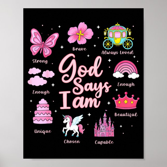 Tecknad Gud Säg Jag Är Prinsessa Flickor Barn  Poster (Framsidan)
