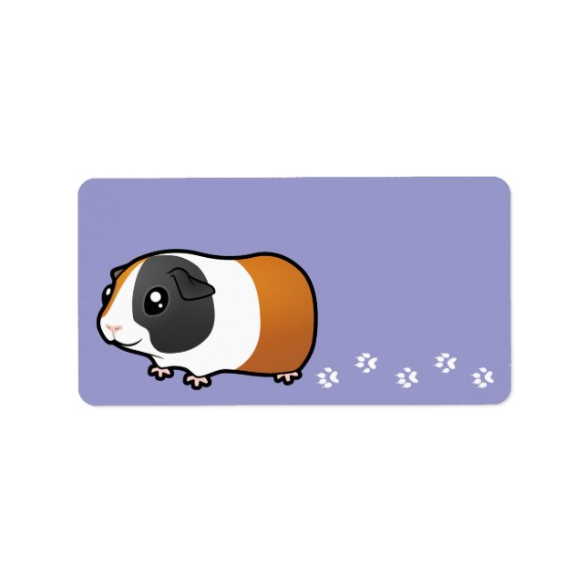 Tecknad Guinea Gris (slätt hår) Adressetikett (Framsidan)