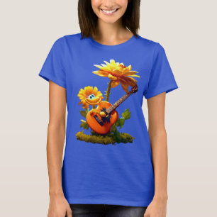 Tecknad Guitar T-Shirt - Illustration av fästmärke