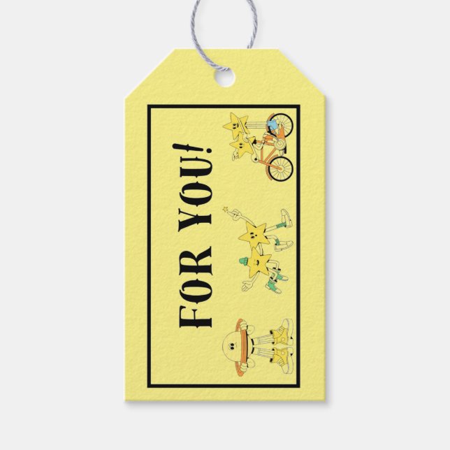 tecknad-gult-bagage  Märkre Presentetikett (Framsidan)