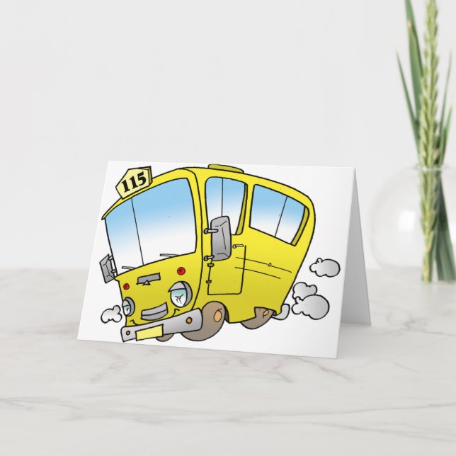 Tecknad Gult Buss Greeting Cards Kort (Framsida)