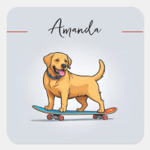 Tecknad Gult Glatt Skateboarding Labrador