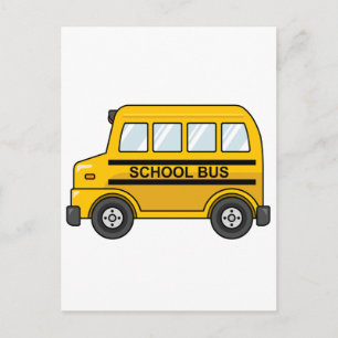 Tecknad Gult och Black School Buss Vykort