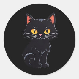 Tecknad Halloween Black Cat Stickers Runt Klistermärke
