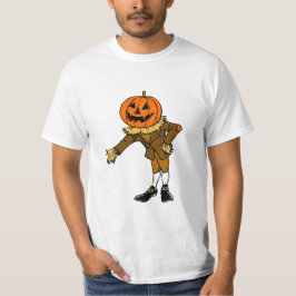 Tecknad Halloween Brown Pumpkin Person Graphic T Shirt
