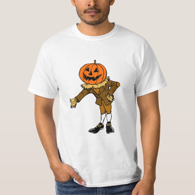 Tecknad Halloween Brown Pumpkin Person Graphic T Shirt (Framsida)