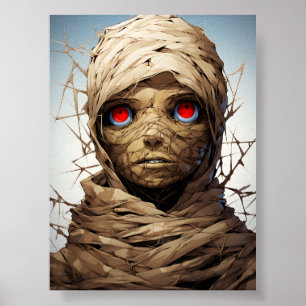 Tecknad Halloween Creepy Egyptian Mummy Poster