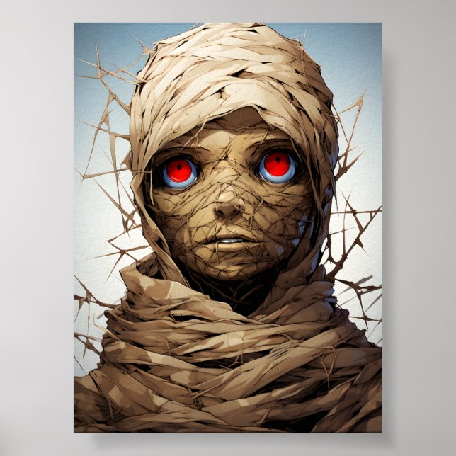 Tecknad Halloween Creepy Egyptian Mummy Poster (Framsidan)