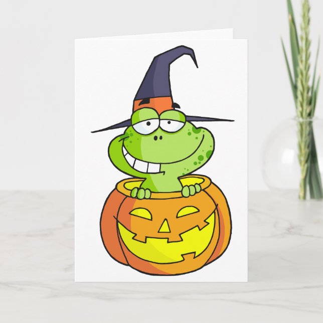 Tecknad Halloween Frog Kort (Framsida)