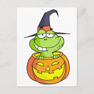 Tecknad Halloween Frog Vykort