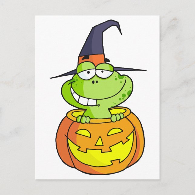 Tecknad Halloween Frog Vykort (Framsida)