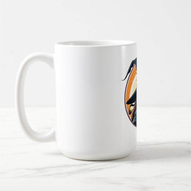 Tecknad halloween-häxa porträtt kaffemugg (Vänster)